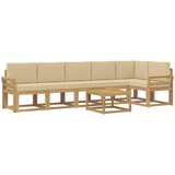  Set vanjskih sofa 7 kom. Bijela i bež Poliester Smeđa 59 x 59 x 37 cm | shoptok.hr