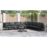 vidaXL Sjedeća garnitura za vrt 9 pcs Crna 70 x 70 x 32 cm Aluminij | shoptok.hr