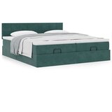 vidaXL Otomanski posteljni okvir z vzmetnicami zelen 200x200cm žamet, (21608104) | Shoptok.si