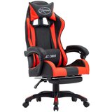 vidaXL racing stol z oporo za noge rdeče in črno umetno usnje | Shoptok.si