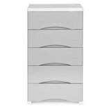 ModernHome PJJCBS0024-05A – Plastična komoda s 5 ladica i kotačićima, 39 × 27 × 75 cm, bijelo-siva | shoptok.hr