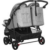  Otroški voziček za dvojčke svetlo siv jeklen | Shoptok.si