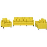  3-dijelni set sofa s jastucima svjetložuti od tkanine | shoptok.hr