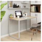  Računalniška miza bela in hrast 110x60x73 cm iverna plošča | Shoptok.si