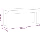 vidaXL Blagovaonska klupa Panama sivi 105x30x45 cm od masivne borovine | shoptok.hr