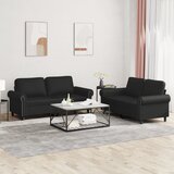 vidaXL Sedežna garnitura 2-delna z blazinami črno umetno usnje | Shoptok.si