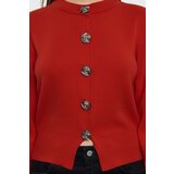 Trendyol Dark Red Premium Yarn/Special Yarn Crop Rose Button Detail Knitted Cardigan | shoptok.hr