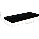 vidaXL plutajuće zidne police 2 kom sjajne crne 60 x 23,5 x 3,8 cm MDF | shoptok.hr