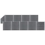 vidaXL WPC ograjni paneli 9 kvadratnih + 1 poševni 1657x186 cm sivi | Shoptok.si