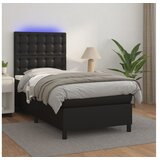  Box spring postelja z vzmetnico LED črn 100x200 cm umetno usnje | Shoptok.si