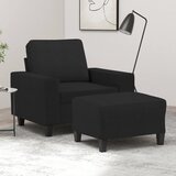  The Living Store Fotelj s stolčkom za noge črn 60 cm blago - Kavč S Stolčkom Za Noge, (21456652) Cene