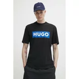 Hugo Blue Bombažna kratka majica moški, črna barva