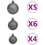  61-dijelni set božićnih kuglica s vrhom 150 LED bijelo-sivi | shoptok.hr