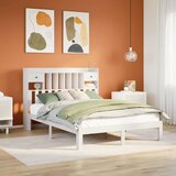Krevet s regalom z knjige bez madraca bijeli 140x190cm borovina Cene