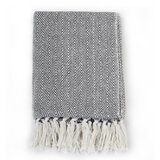  Pamučni pokrivač s uzorkom riblje kosti 220 x 250 cm modri | shoptok.hr