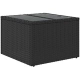 vidaXL Vrtna miza s stekleno mizno ploščo črna 55x55x37 cm poli ratan | Shoptok.si