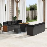 vidaXL set od 11 komada vrtni sofa s jastučićima crni poli ratan akacija | shoptok.hr