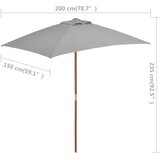 vidaXL Zunanji senčnik z lesenim drogom 150x200 cm antracit, (20611129) | Shoptok.si