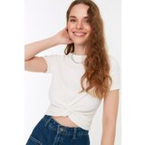 Trendyol White Tie Detailed Crop Knitted Blouse | ePonuda.com