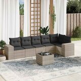 Maison Chic Seti vrtnega pohištva - Vrtna garnitura - Vrtni pohištvo set 7-delna z blazinami siv poli ratan, (21803470) | Shoptok.si