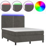  Box spring s madracem LED tamnosivi 140x190 cm baršun | shoptok.hr