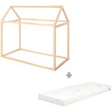 Roba Od bambusa dječji krevet u obliku kućice s madracem/bez podnice 70x140 cm u prirodnoj boji House Bed – | shoptok.hr