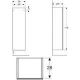 Geberit 500.361.JL.1 Smyle Square 118 x 36 x 30 cm visoka stranska omara Slike