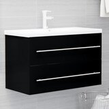 vidaXL Omarica za umivalnik črna 80x38,5x48 cm iverna plošča Cene