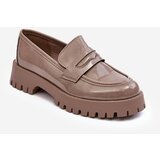 Boto Lacquered Loafers on Flat Heel Beige Jannah | Shoptok.si