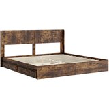  Krevetna konstrukcija s pohranom i uzglavljem Dimljeni hrast Smeđa 180 x 200 cm | Shoptok.si