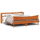 Maison Chic Posteljni okvir - Dvoposteljna postelja - Zakonska postelja z vzglavjem voščeno rjava 180x200 cm borovina, (21693765) | Shoptok.si