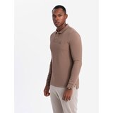 Ombre Men's structured polo longsleeve with patch - brown | shoptok.hr