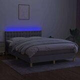  Box spring postelja z vzmetnico LED sv. siva 140x200 cm blago, (20726601) | Shoptok.si