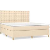  Box spring postelja z vzmetnico krem 180x200 cm blago | Shoptok.si