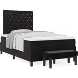 vidaXL Box Spring Postelja z Vzmetnico & Klopjo Črna 120x200 cm Žamet | Shoptok.si