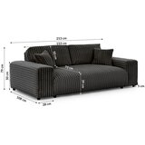 Ropez Temno siva sedežna garnitura iz rebrastega žameta 213 cm Justin – | Shoptok.si