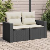 Maison Chic Vrtni kavč - Zunanji kavč dvosed z blazinami črn poli ratan, (22041717) | Shoptok.si