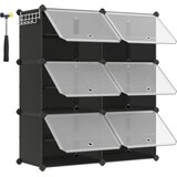 Songmics Prepleteno stojalo za čevlje, plastična omara za shranjevanje čevljev, modularni organizator za shranjevanje s 6 režami, 30 x 40 x 30 cm za vsak prostor, z vrati, jeklenim okvirjem, plastičn, (21313477) | Shoptok.si