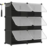 Prepleteno stojalo za čevlje, plastična omara za shranjevanje čevljev, modularni organizator za shranjevanje s 6 režami, 30 x 40 x 30 cm za vsak prostor, z vrati, jeklenim okvirjem, plastičn, (21313477)