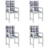  Jastuci za vrtne stolice 4 kom sivi karirani 100x50x3cm tkanine | shoptok.hr