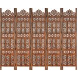 vidaXL Ročno izrezljan paravan 5-delni rjav 200x165 cm trden mangov les Cene