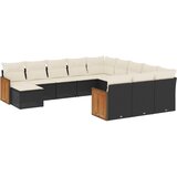  12-dijelni set vrtnih sofa od poliratana s jastucima crni | shoptok.hr