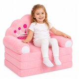  Reclining Armchair Sofa Lounger with Crown 2in1 For Children Soft Pink | Shoptok.si