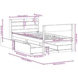 vidaXL Posteljni okvir brez vzmetnice bel 100x200 cm trdna borovina | Shoptok.si