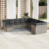vidaXL 11-dijelni set vrtnih sofa poliratan s jastucima svijetlosivi Cijene