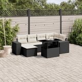 Maison Chic Seti vrtnega pohištva - Vrtna garnitura - Vrtni pohištvo set 7-delna z blazinami črn poli ratan, (21803714) | Shoptok.si