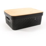Mhome Plastco pvc košara z lesenim pokrovom 35,5x26,5x13,5cm / črna / pvc, les, (5000197954) Cene