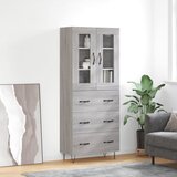 vidaXL Visoka komoda siva sonoma 69,5x34x180 cm inženirski les | Shoptok.si