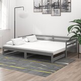 vidaXL Izvlečna dnevna postelja siva trdna borovina 2x(90x200) cm Cene