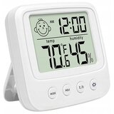 Digitalni osvijetljeni lcd termometar higrometar budilica bijela Cijene